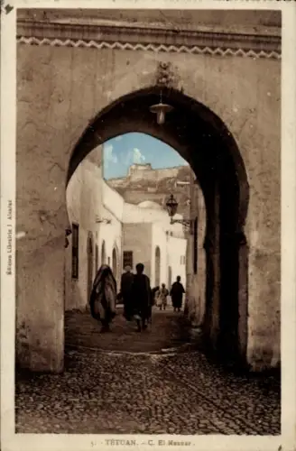 Ak Tetuan Tétouan Marokko, TETUAN, C. El Mexuar, Menschen,  Architektur