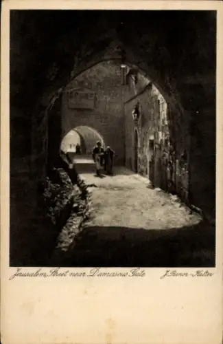 Ak Jerusalem Israel,  Straße nahe Damaskustor, J.Benor-Halter