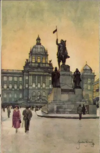 Künstler Ak Setelik, Jaroslav, Praha Prag Tschechien, Monument von St. Venceslas, Museum