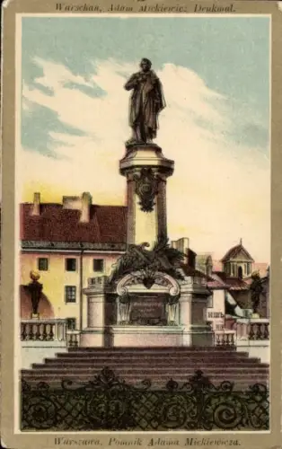 Ak Warszawa Warschau Polen, Adam Mickiewicz Denkmal, Statue,  , Warszawa