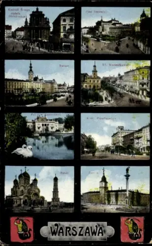 Ak Warszawa Warschau Polen, Verschiedene Ansichten von  darunter Plätze und Straßen
