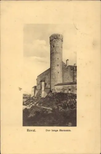 Ak Tallinn Reval Estland,  Der lange Hermann,  Burg, schwarz-weiß Bild