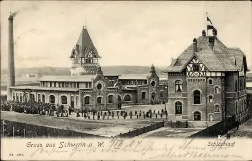 Ak Skwierzyna Schwerin an der Warthe Ostbrandenburg, Schlachthof