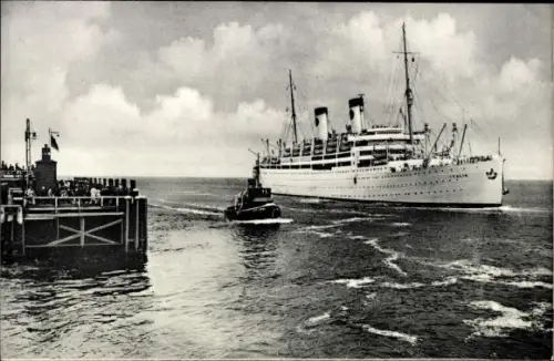 Ak Nordseebad Cuxhaven, Dampfschiff Italia passiert die Alte Liebe, Home Lines