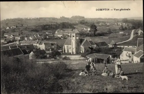 Ak Domptin Aisne, Vue générale