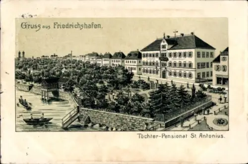 Künstler Ak Friedrichshafen am Bodensee, Töchter-Pensionat Sankt Antonius