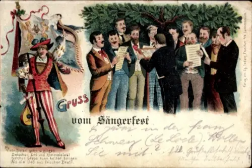Litho Gruß vom Sängerfest
