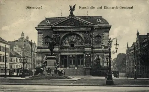 Ak Düsseldorf am Rhein, Kunsthalle, Bismarck-Denkmal