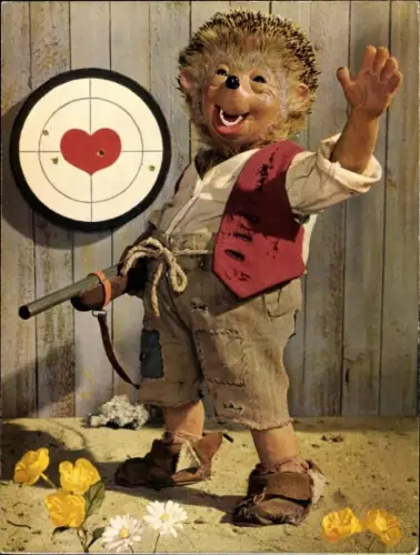 Ak Mecki der Igel, Herz ist Trumpf, Zielscheibe, Gewehr