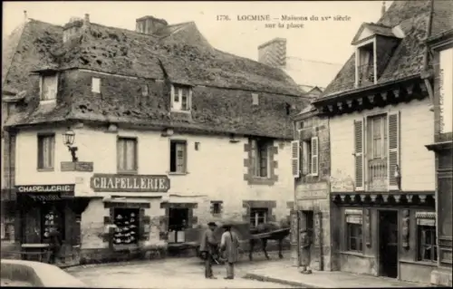 Ak Locminé Morbihan, Chapellerie,  Häuser, Platz, 1776, Markierungen