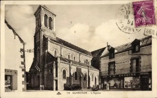 Ak Quiberon Morbihan, Kirche