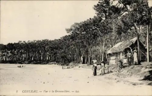 Ak Île de Conleau Vannes Morbihan, Strandansicht, Bäume, kleines Gebäude, Personen