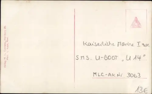 Ak Deutsches U Boot, Unterseeboot, SM U 14, Kaiserliche Marine