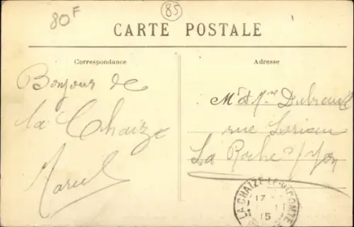 Ak La Chaize-le-Vicomte Vendée, Vue prise Route Nationale