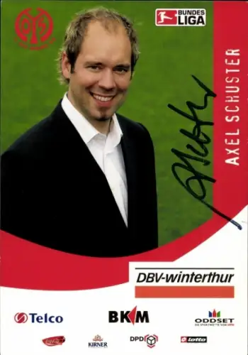Autogrammkarte Teammanager Axel Schuster, 1. FSV Mainz 05, Autogramm