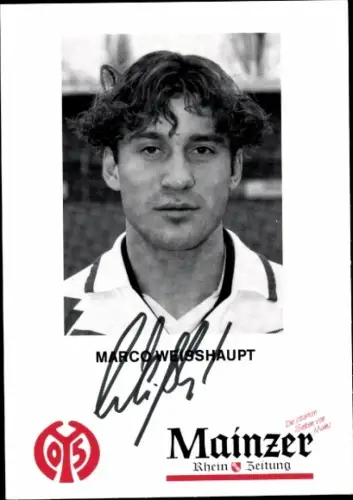Autogrammkarte Fußballer Marco Weisshaupt, 1. FSV Mainz 05, Autogramm