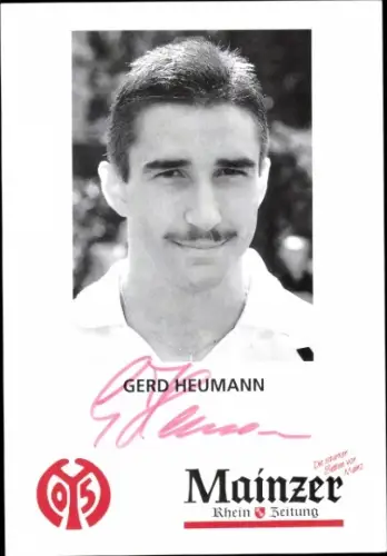 Autogrammkarte Fußballer Gerd Heumann, 1. FSV Mainz 05, Autogramm
