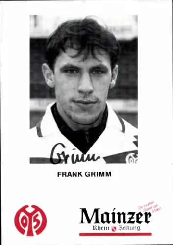 Autogrammkarte Fußballer Frank Grimm, 1. FSV Mainz 05, Autogramm