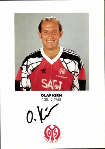 Autogrammkarte Fußballer Olaf Kirn, 1. FSV Mainz 05, Autogramm