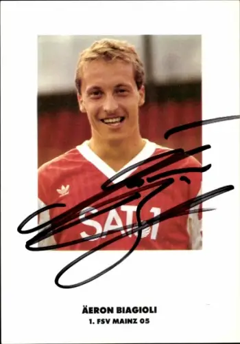 Autogrammkarte Fußballer Äeron Biagioli, 1. FSV Mainz 05, Autogramm