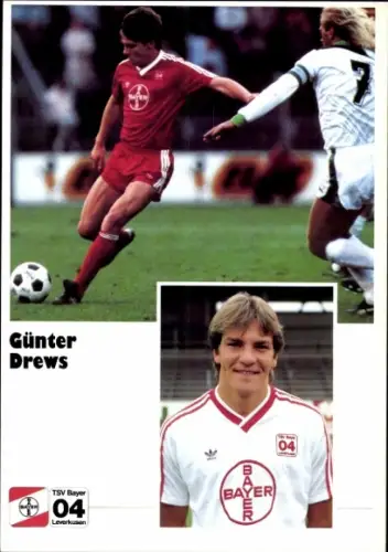 Autogrammkarte Fußballer Günter Drews, Bayer 04 Leverkusen
