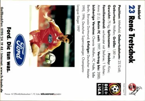 Autogrammkarte Fußballer René Tretschok, 1. FC Köln
