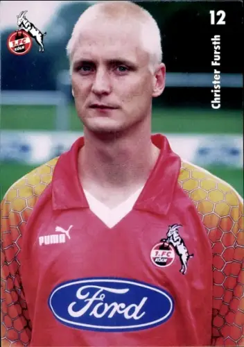 Autogrammkarte Fußballer Christer Fursth, 1. FC Köln, Autogramm