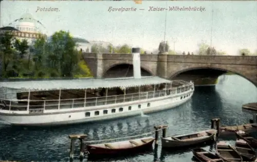 Ak Potsdam, Havelpartie, Dampfer, Kaiser Wilhelm Brücke