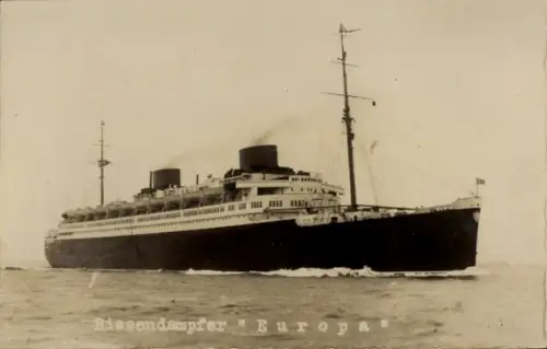 Foto Ak Dampfschiff Europa, Norddeutscher Lloyd Bremen, NDL, Riesendampfer