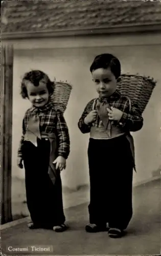 Ak Kanton Tessin, Kinder in schweizerischer Tracht