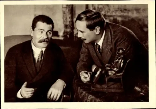 Ak Schriftsteller Maxim Gorki und Herbert Wells, Petrograd 1920