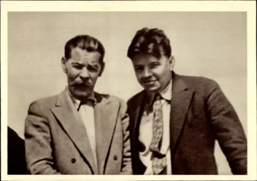 Ak Schriftsteller Maxim Gorki und Leonid Leonow, Sorrento 1927