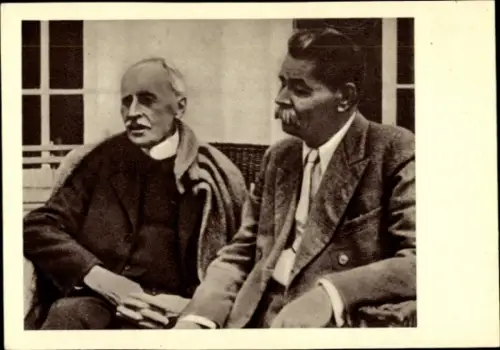 Ak Maxim Gorki, Romain Rolland, Russischer und französischer Schriftsteller