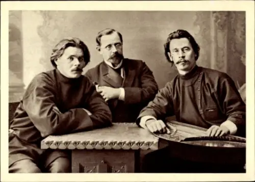 Ak Schriftsteller Maxim Gorki und Skitalez, Journalist Konstantin Pyatnitsky, Nishnij Nowgorod 1900