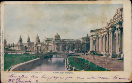 Glitzer PC Saint Louis Missouri USA, Louisiana Purchase Exposition 1904, Napoleon Bridge