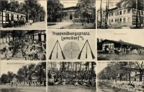 Ak Łambinowice Lamsdorf Oberschlesien, Truppenübungsplatz  Mannschaftsbarracken, Offizier-Casino,