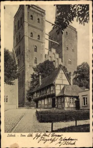 Ak Hansestadt Lübeck,  Dom,  Architektur, schwarz-weiß