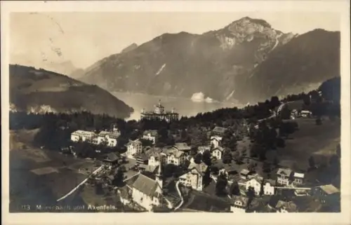 Ak Morschach Kt Schwyz Schweiz, Gesamtansicht mit Axenfels