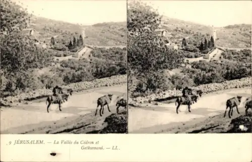 Stereo Ak Jerusalem Israel, das Kidron-Tal und Gethsemani