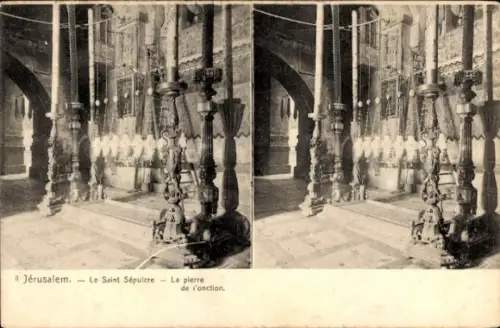 Stereo Ak Jerusalem Israel, Le Saint Sépulchre, La Pierre de l'onction