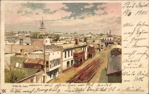 Litho Suez Ägypten, Gesamtansicht