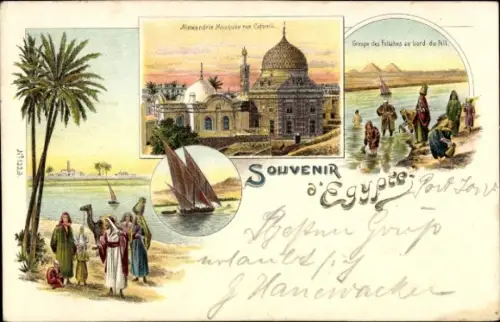 Litho Alexandria Ägypten, Mosquee, bord du Nil