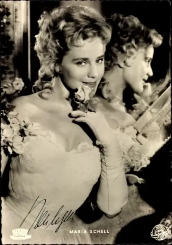 Ak Schauspielerin Maria Schell, Portrait, Autogramm