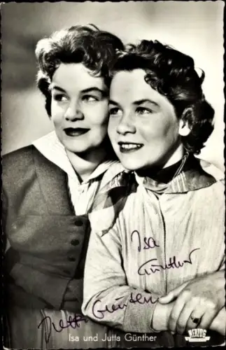 Ak Schauspielerinnen Isa und Jutta Günther, Portrait, Autogramm