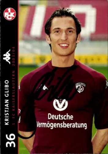 Autogrammkarte Fußballer Kristjan Glibo, 1. FC Kaiserslautern, Autogramm