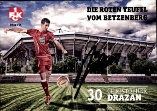 Autogrammkarte Fußballer Christopher Drazan,1. FC Kaiserslautern, Autogramm
