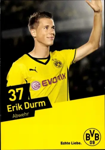 Autogrammkarte Fußballer Erik Durm, BVB 09 Borussia Dortmund, Autogramm