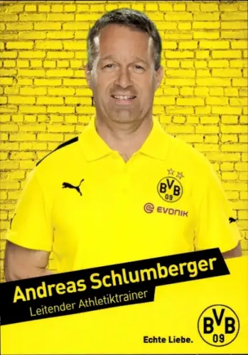 Autogrammkarte Leitender Athletiktrainer Andreas Schlumberger, Borussia Dortmund / BVB 09
