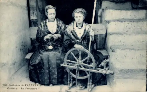 CPA Costumes de Tarentaise, Coiffure La Frontiere