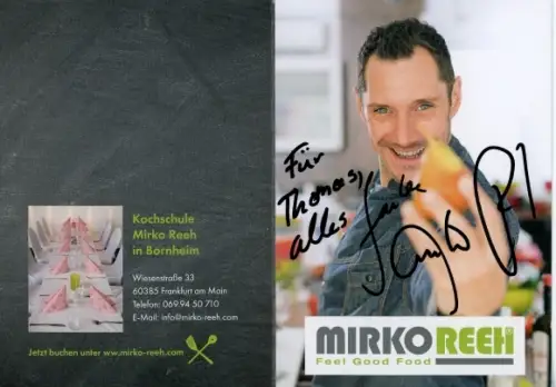 Klapp Autogrammkarte Koch Mirko Reeh, Kochschule, Autogramm